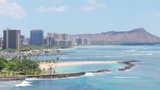 Paysage Naturel Emblématique Hawaï Avec Volcan Diamond Head Drone Volant — Video