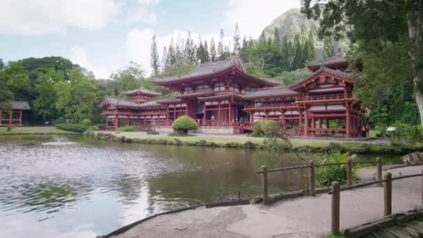 Edificio Religioso Byodo Temple Buddhism Hawái Templo Byodo Como Réplica — Vídeo de stock