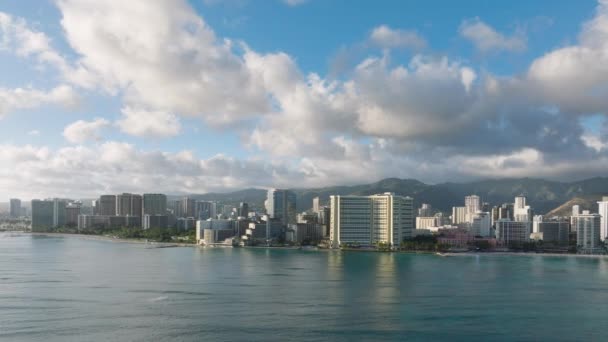 Légi Kilátás Hawaii Szigetek Usa Panorámás Kilátás Waikiki Strand Üdülőhelyek — Stock videók