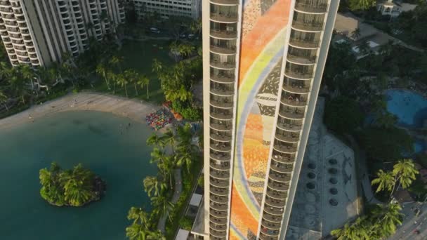 Waikiki Diamond Head Yanardağı Manzaralı Okyanus Manzaralı Otel Oahu Zengin — Stok video
