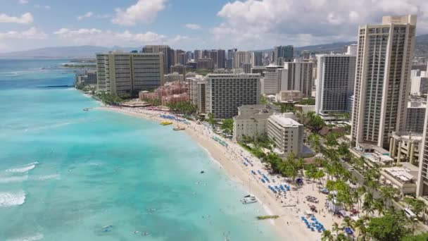 Honolulu Város Légi Lenyűgöző Utazási Cél Másolat Háttér Lélegzetelállító Kilátás — Stock videók