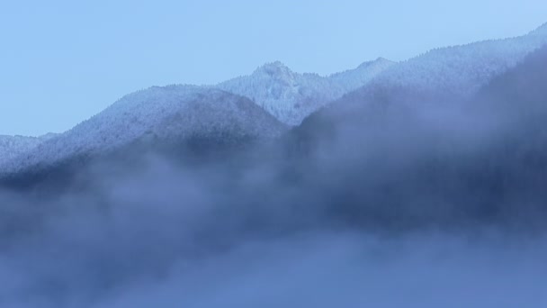 Paisagem Alta Montanha Dia Frio Turismo Inverno Cópia Fundo Picos — Vídeo de Stock