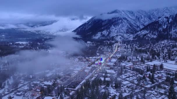 Bavorské Vesnici Inspirované Kouzly Úžasem Svátky Zimní Divy Pozadí Leavenworthu — Stock video