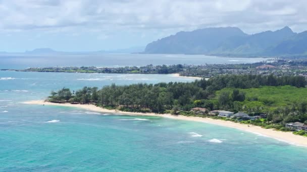 Viaje Paraíso Playa Hawaiana Exóticas Playas Isla Oahu Vacaciones Verano — Vídeos de Stock