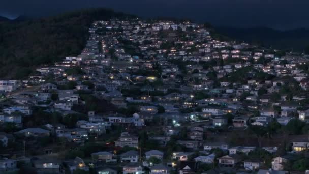 Зона Отдыха Вахила Ридж Пригородный Округ Столицы Гонолулу Гавайи Ночью — стоковое видео