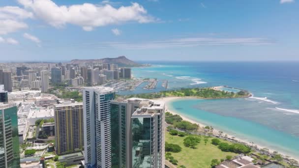 Scenic Diamond Fej Kilátás Napsütéses Napon Oahu Sziget Gyönyörű Természete — Stock videók