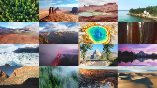 Collage National Parks United States Beautiful Nature Landscape Background Grand — Stock Video