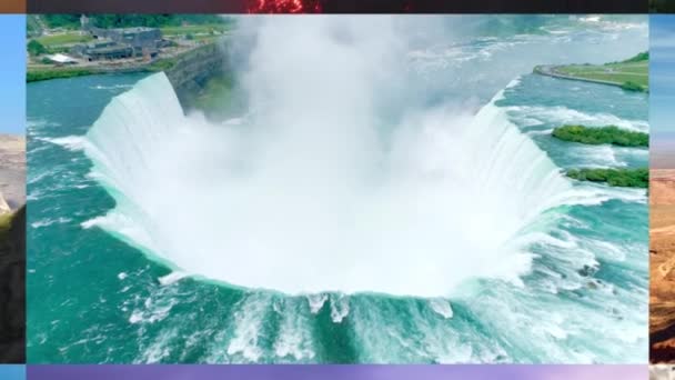 Zoom Out Collage Niagara New York State Park Usa Yosemite — Stock Video