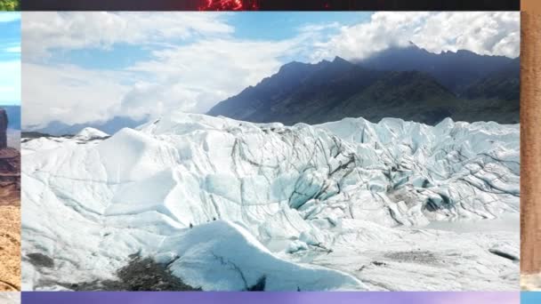 Zoom Out Collage Denali National Park Alaska Usa Bryce Grand — Stock Video