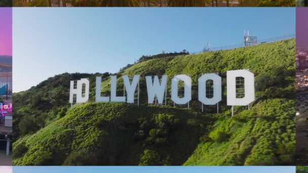 Los Angeles California March 2022 Hollywood Sign Landmark Green Hills — Stock Video