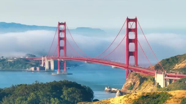 Zoom Out Travel Collage California Landmarks Aerial Golden Gate Bridge — Stock Video
