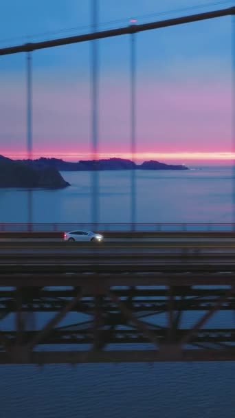 Vidéo Verticale Vue Aérienne Magnifique Suspension Rouge Golden Gate Bridge — Video