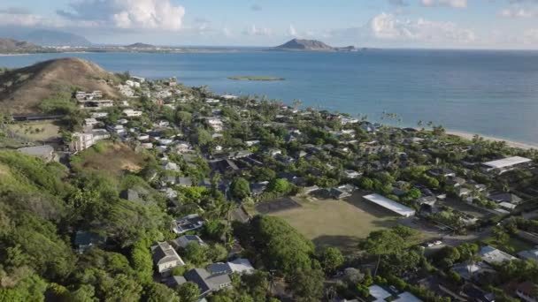 Lanikai Strandens Luftpanel Liten Sluttet Lanikai Berømt Naturskjønne Strender Oahu – stockvideo