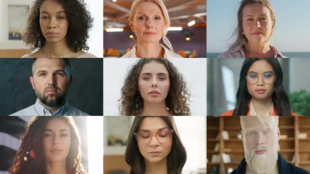 Elegante Collage Personas Confiadas Relajadas Con Fuerte Individualidad Grupo Mujeres — Vídeo de stock