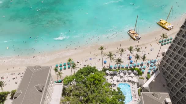 Vacanze Estive Resort Waikiki Sull Isola Oahu Vista Aerea Hotel — Video Stock