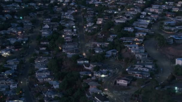 Ακίνητα Σπίτια Λόφους Στο Τροπικό Νησί Oahu Αεροφωτογραφία Της Κατοικημένης — Αρχείο Βίντεο