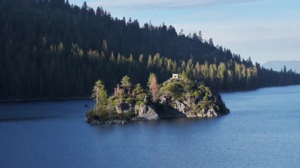 Video Showcases Small Island Situated Middle Lake Tahoe California Usa Stock-video
