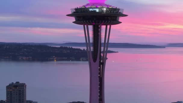 Seattle Washington Usa Dec 2023 Υψωμένη Πάνω Από Την Πόλη — Αρχείο Βίντεο