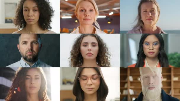Stilvolle Collage Entspannter Selbstbewusster Menschen Mit Starker Individualität Gruppe Gemischter — Stockvideo