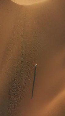 Uçsuz bucaksız bir çölde, genç bir kız altın kum tepelerinde uzun gölgeler bırakarak tek başına yürüyor. Sakin hava manzarası, ıssız ve ıssız çöllerde huzurlu yolculuğunu yakalıyor.