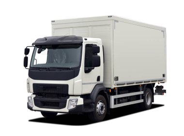 Teslimat kutusu olan küçük yalnız kamyon.