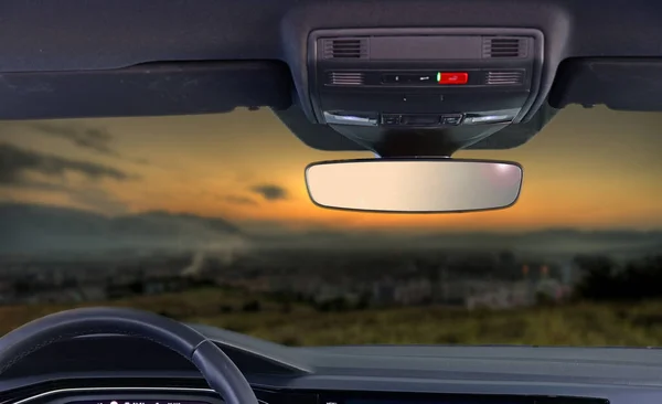 Rear view mirror inside the car