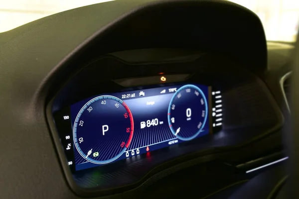 Car Tachometer photographed in a car that stands