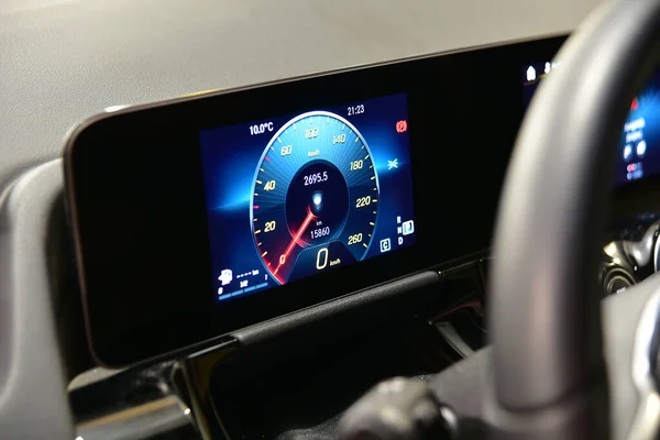 Digital instrument panel in a modern car