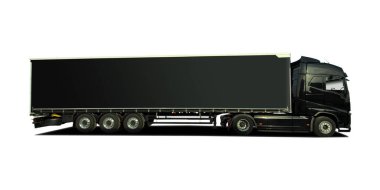 Beyaz yüzeyde büyük bir kamyon traktörü. Yan görünüm.