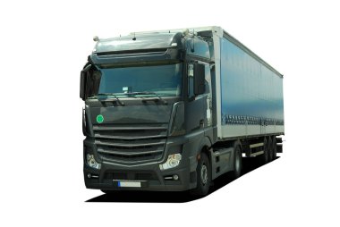 Black truck tractor, front view