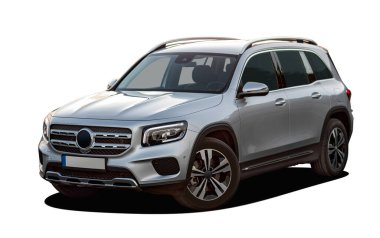 Beyaz arka planda SUV, ön görünüm