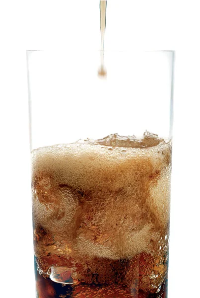 Copo Com Refrigerante Cola Gelo — Fotografia de Stock