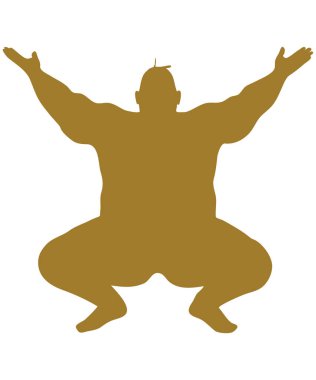 Stock Vector Illustration of Sumo Wrestler Silhouettes: Solo and Competitive Stance clipart