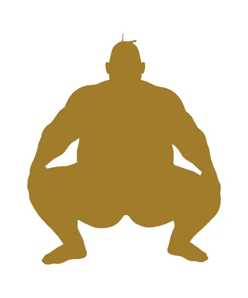 stock vector Stock Vector Illustration of Sumo Wrestler Silhouettes: Solo and Competitive Stance