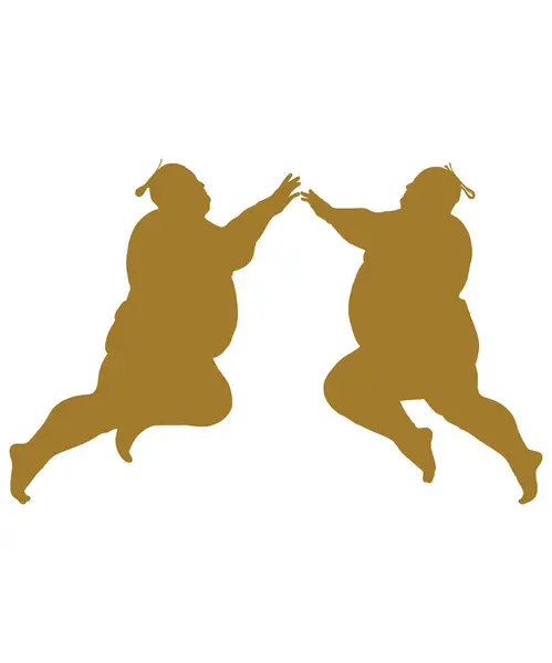 stock vector Stock Vector Illustration of Sumo Wrestler Silhouettes: Solo and Competitive Stance