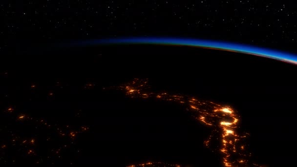 Ультра Реалистичный Восход Солнца Над Землей Вид Планеты Земля Космоса — стоковое видео