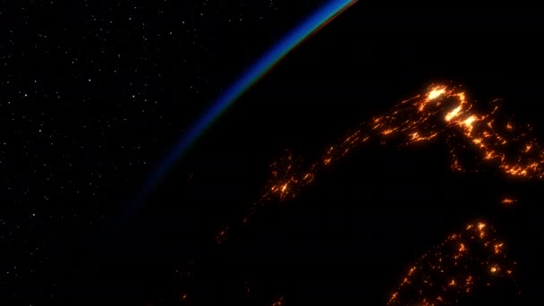 超现实的日出在地球上 从太空看地球 3D动画 — 图库视频影像