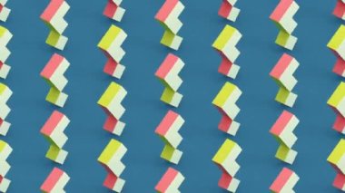 Abstract minimalistic motion design with transforming cubes. 3d animation. 4k. Seamless looping.