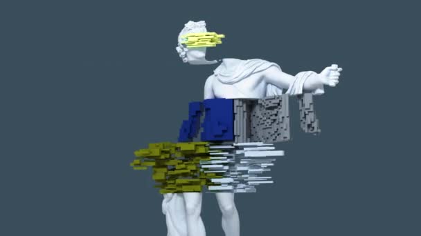 Скольжение Скульптуры Apollo Бесшовные Петли Концепция Nft Анимация Сверхвысокое Разрешение — стоковое видео