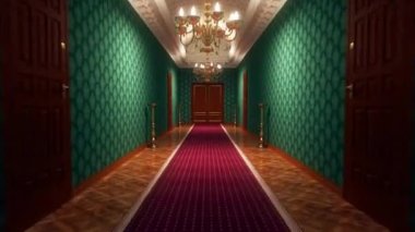 Rusya Başkanı 'nın Kremlin ofisi. Ek referans noktaları ve maske kullanarak karakterlerinizden herhangi birini ekleyebilirsiniz. 3D animasyon. 4K.