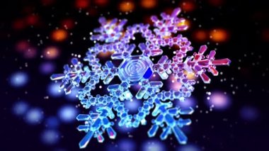 Sihirli arka planda dönen kar taneleri. Kusursuz döngü. 4 bin. 3840x2160. 3B Canlandırma.