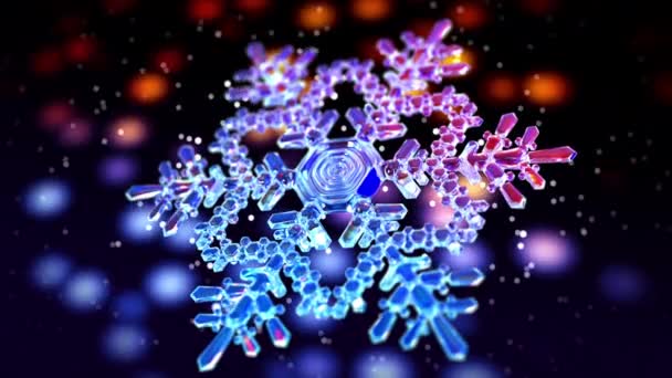 Spinning Schneeflocke Auf Magischem Hintergrund Nahtloses Looping 3840X2160 Animation — Stockvideo