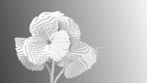 Viola Flor Digital Branca Desintegra Para Pixels Animação — Vídeo de Stock