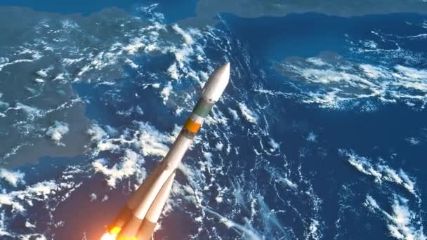 货机火箭在地球上空飞行 3D动画 — 图库视频影像