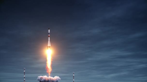Kargo Taşıyıcı Roketler Kozmodromdan Fırlatılıyor Animasyon — Stok video