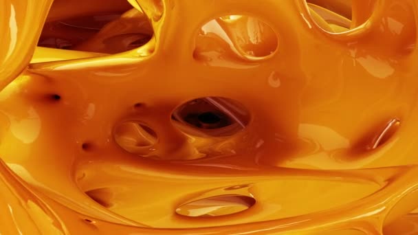 Пролітає Через Жовту Абстрактну Карамель Сюрреалістичної Органічної Структури Безшовна Петля — стокове відео