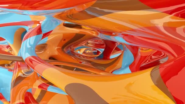 Flying Colorful Abstract Surreal Organic Structure Seamless Looping Animation — Video Stock