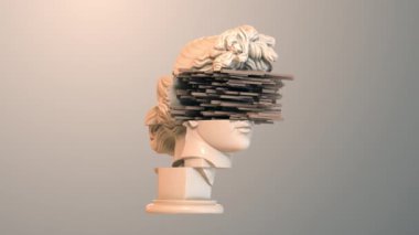 Apollos 'un modern artistik büstü. Kusursuz döngü. Üç boyutlu animasyon. 4K.