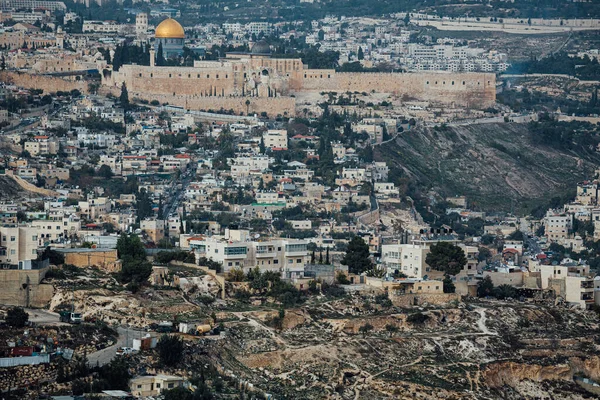 Ландшафт Вигляд Міста Єрусалим Ізраїлі Фото Можна Побачити Храмову Гору — стокове фото