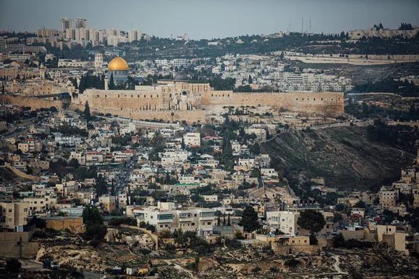 Ландшафт Вигляд Міста Єрусалим Ізраїлі Фото Можна Побачити Храмову Гору — стокове фото
